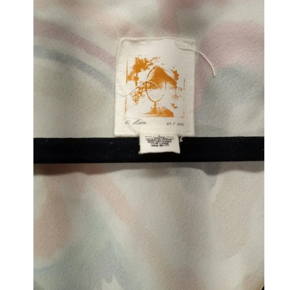 Anthropologie C Keer Womens Dress Size 4 Abstract Designer Silk Sheer Ruffle VNT - Picture 5 of 10